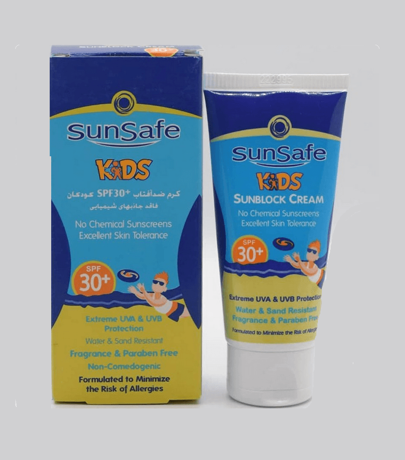 سان سیف - کرم ضد آفتاب کودکان spf 30 فاقد جاذبه های شیمیایی