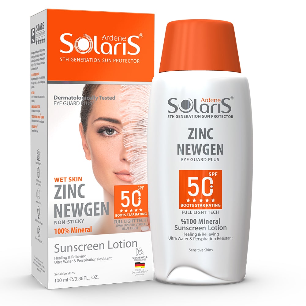 آردن سولاریس - ضدآفتاب لوسیون فیزیکال spf50 التیام بخش پوست حساس Zinc newgen